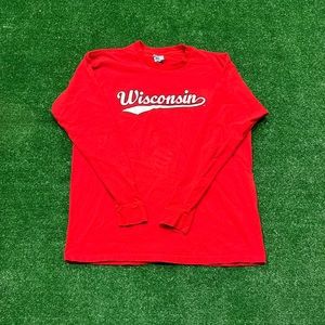 Vintage Wisconsin Badgers Long Sleeve Red T Shirt